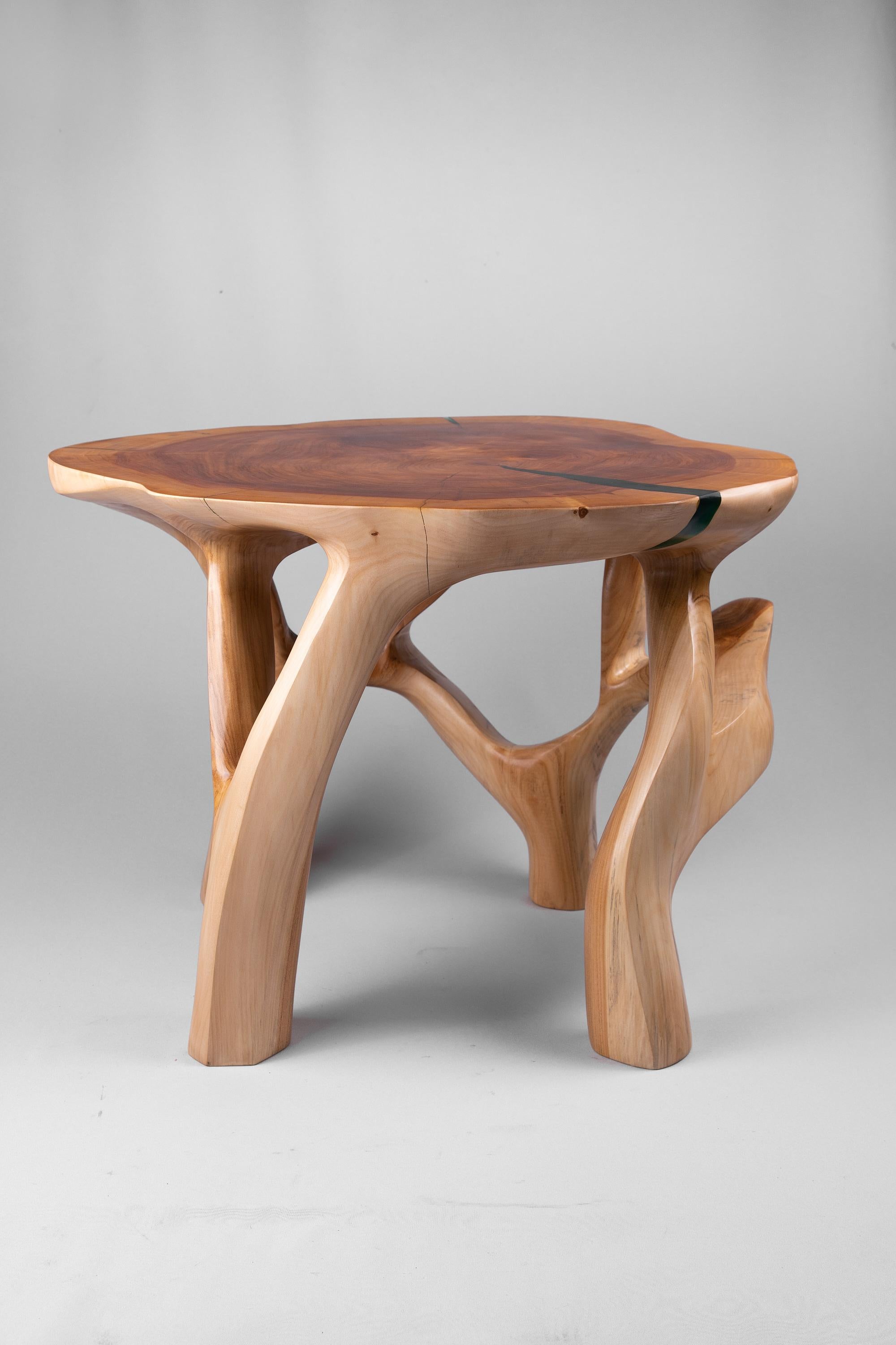 Domus, Solid Wood Sculptural Side, Table Original Contemporary Design, Lognitur For Sale 4