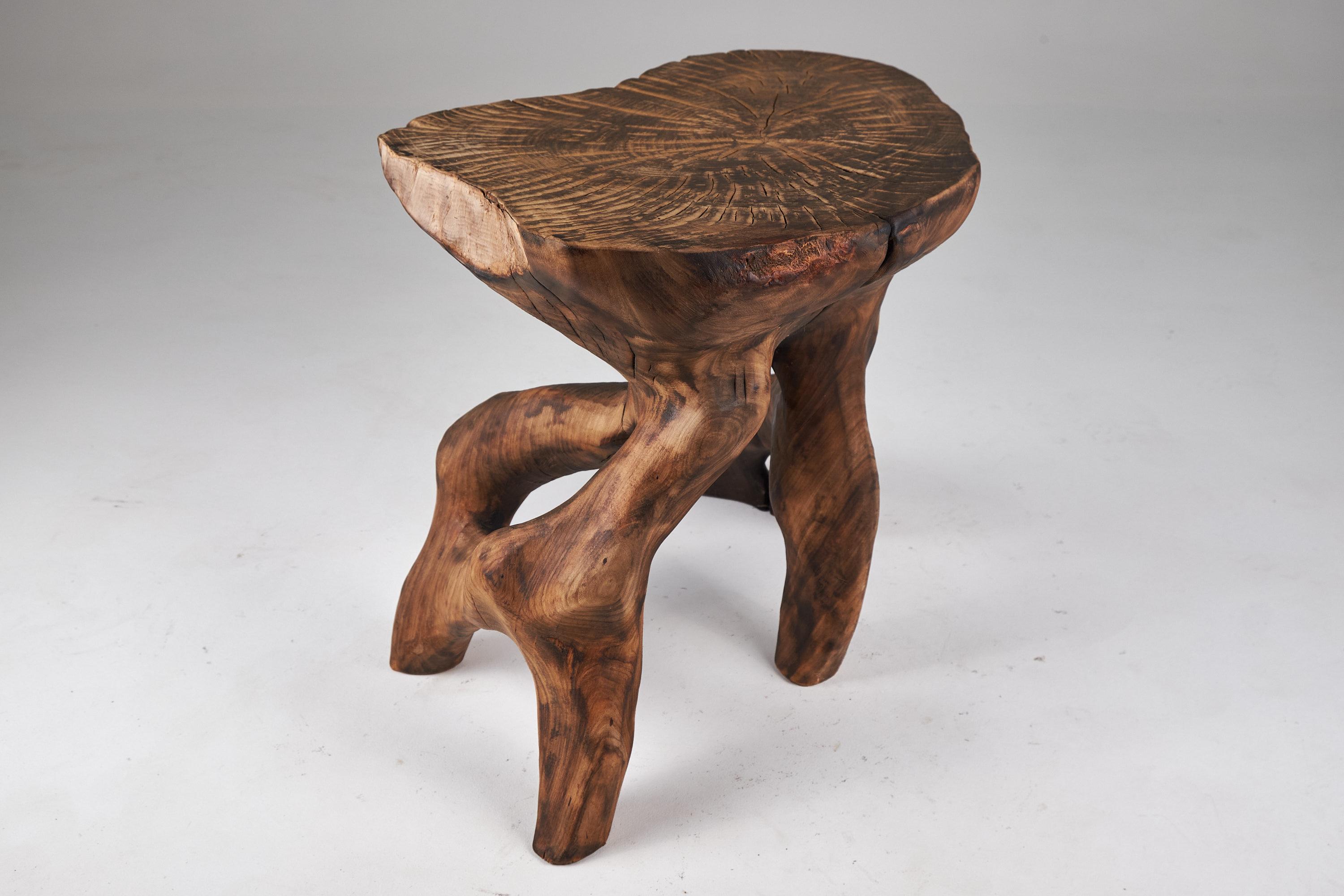 Domus, Solid Wood Sculptural Side, Table Original Contemporary Design, Logniture For Sale 3