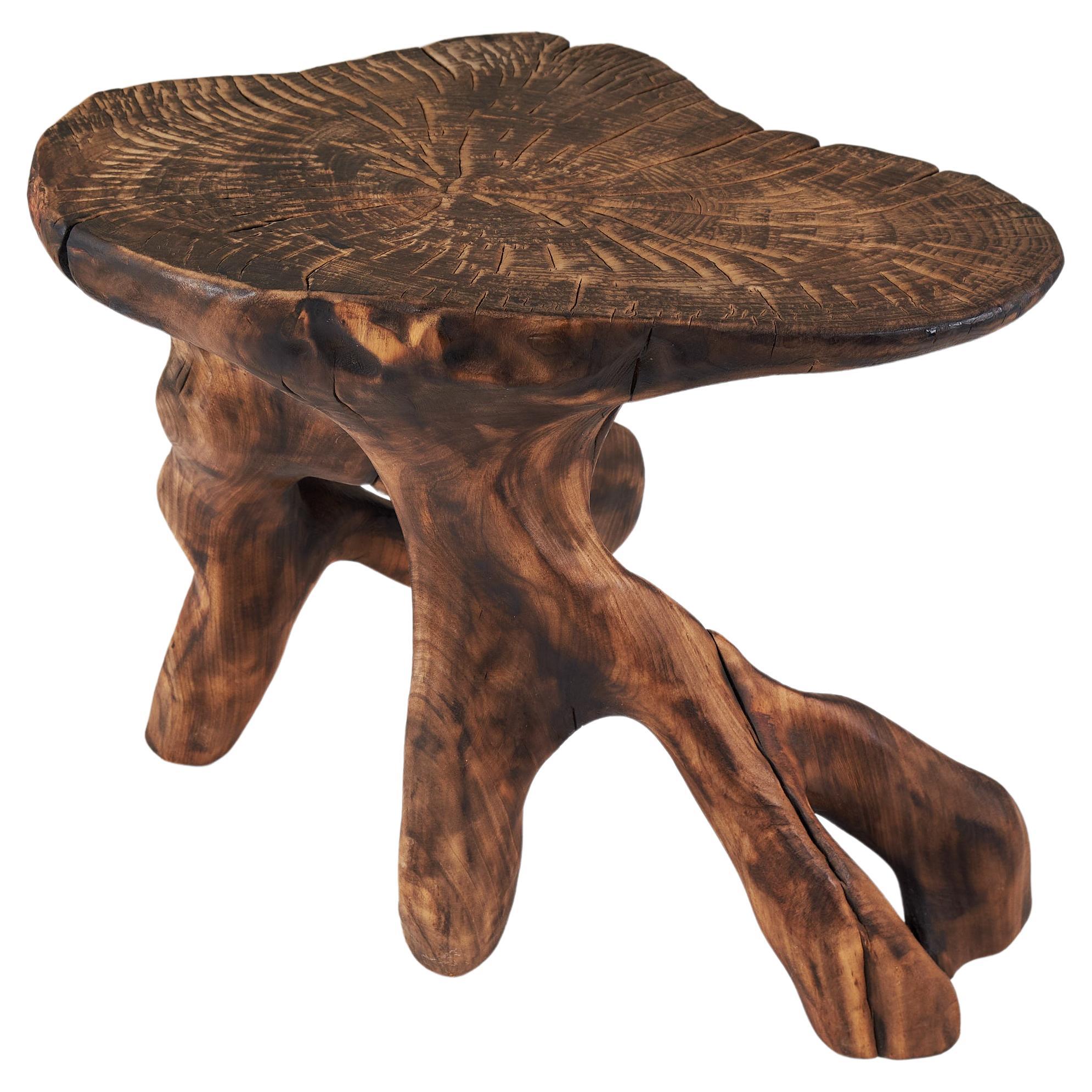 Domus, Solid Wood Sculptural Side, Table Original Contemporary Design, Logniture For Sale
