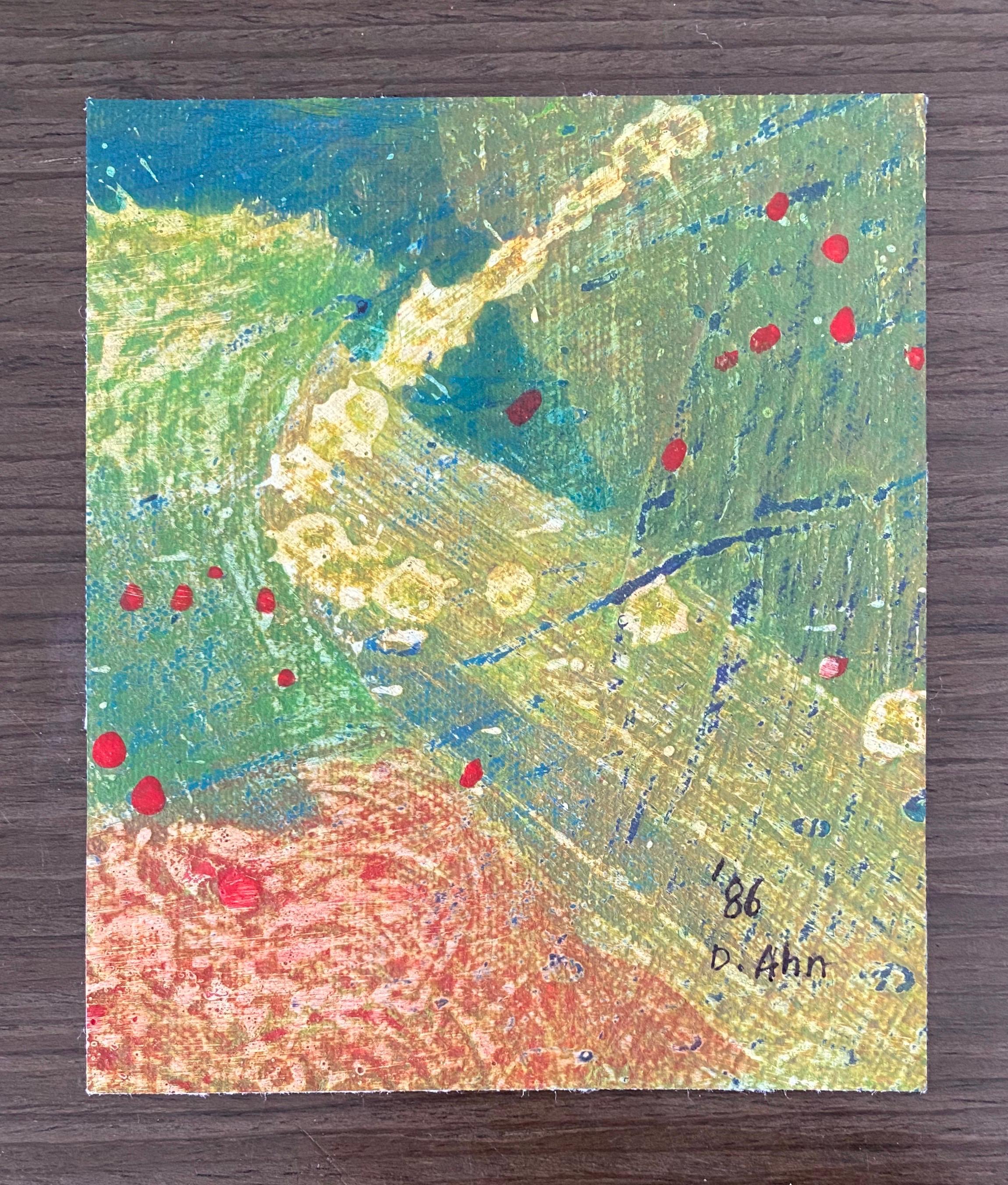 Astrazione gestuale, miniatura di pittura espressionista astratta coreana - Mixed Media Art Espressionismo astratto di Don Ahn