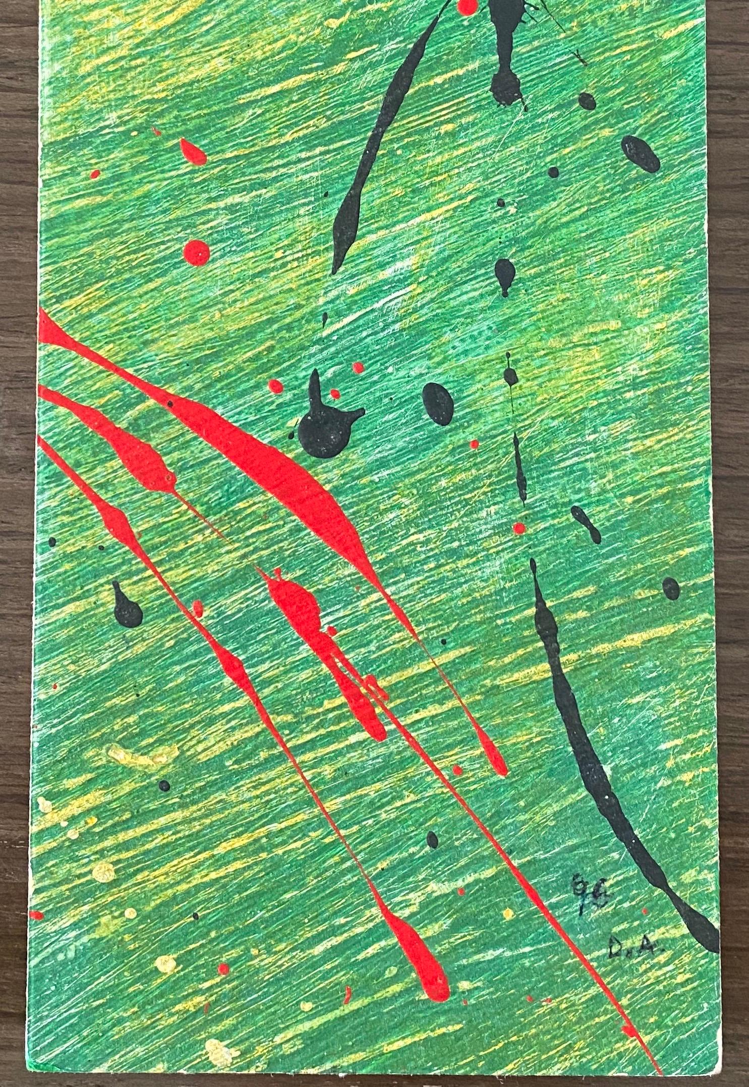 Gestural Abstraction, Miniature Abstract Expressionist Korean Modernist Painting For Sale 2