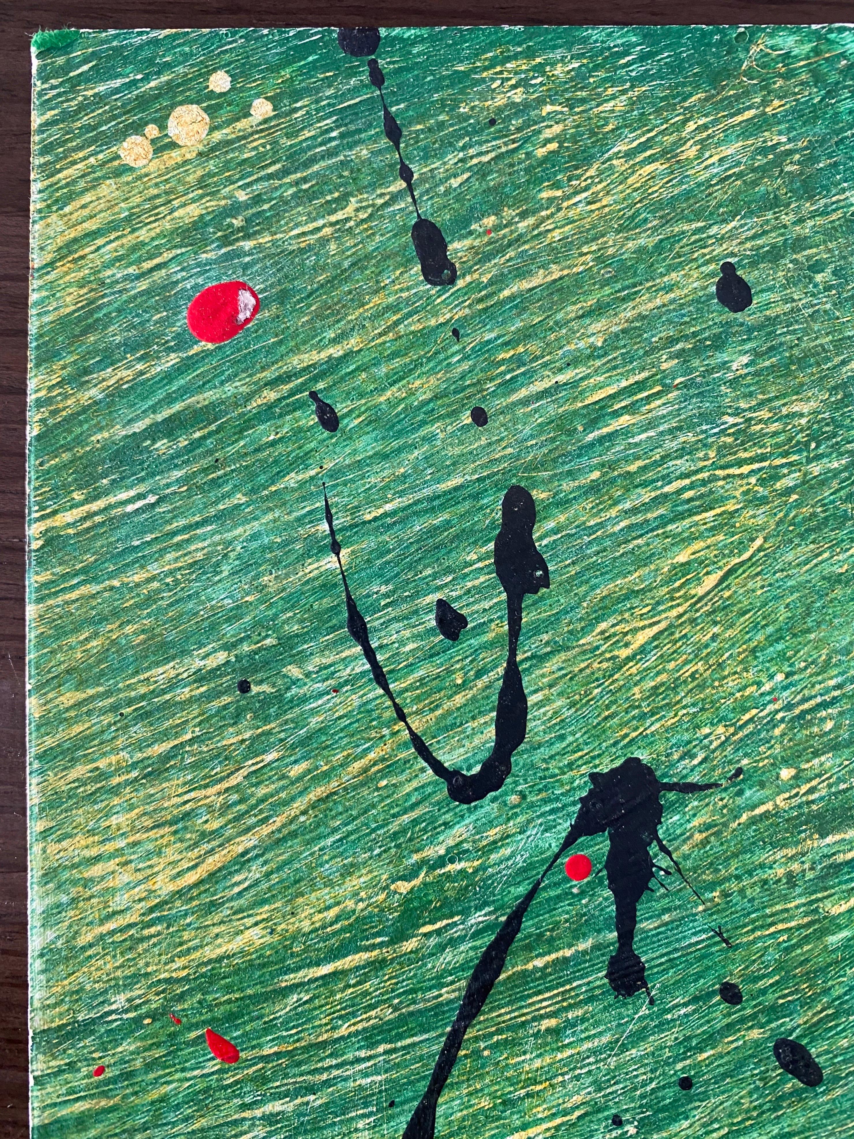 Gestural Abstraction, Miniature Abstract Expressionist Korean Modernist Painting For Sale 3