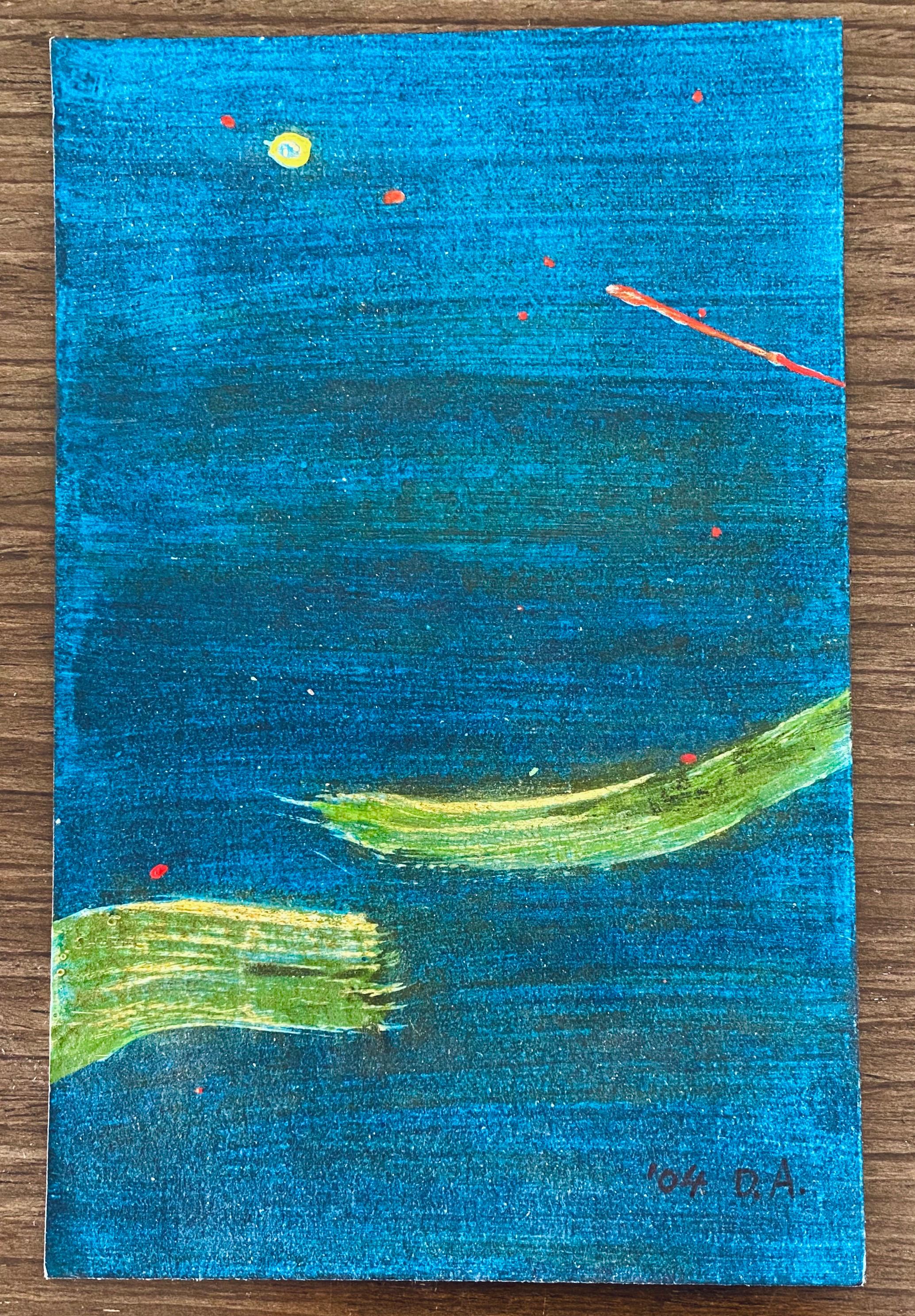 Gestural Abstraction, Miniature Abstract Expressionist Korean Modernist Painting For Sale 4