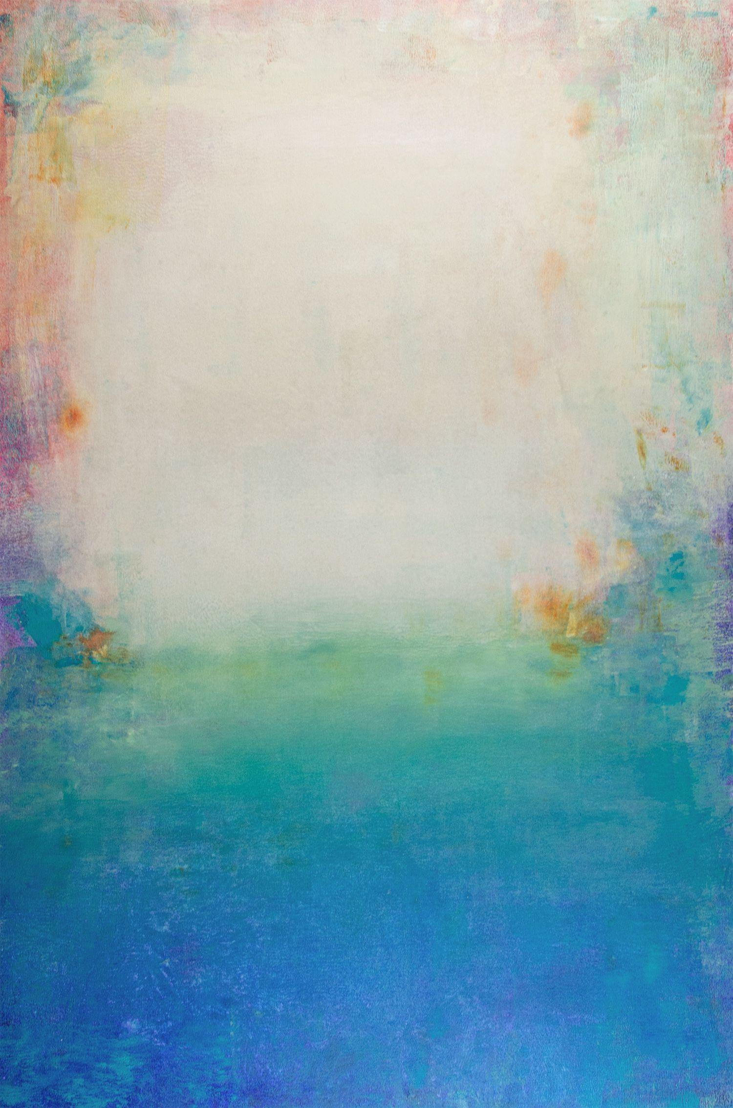 Abstract Painting Don Bishop - Aqua Blue Summer 211203, Peinture, Acrylique sur Toile