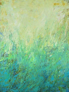 Aqua Green Field 210208, Painting, Acrylic on Canvas