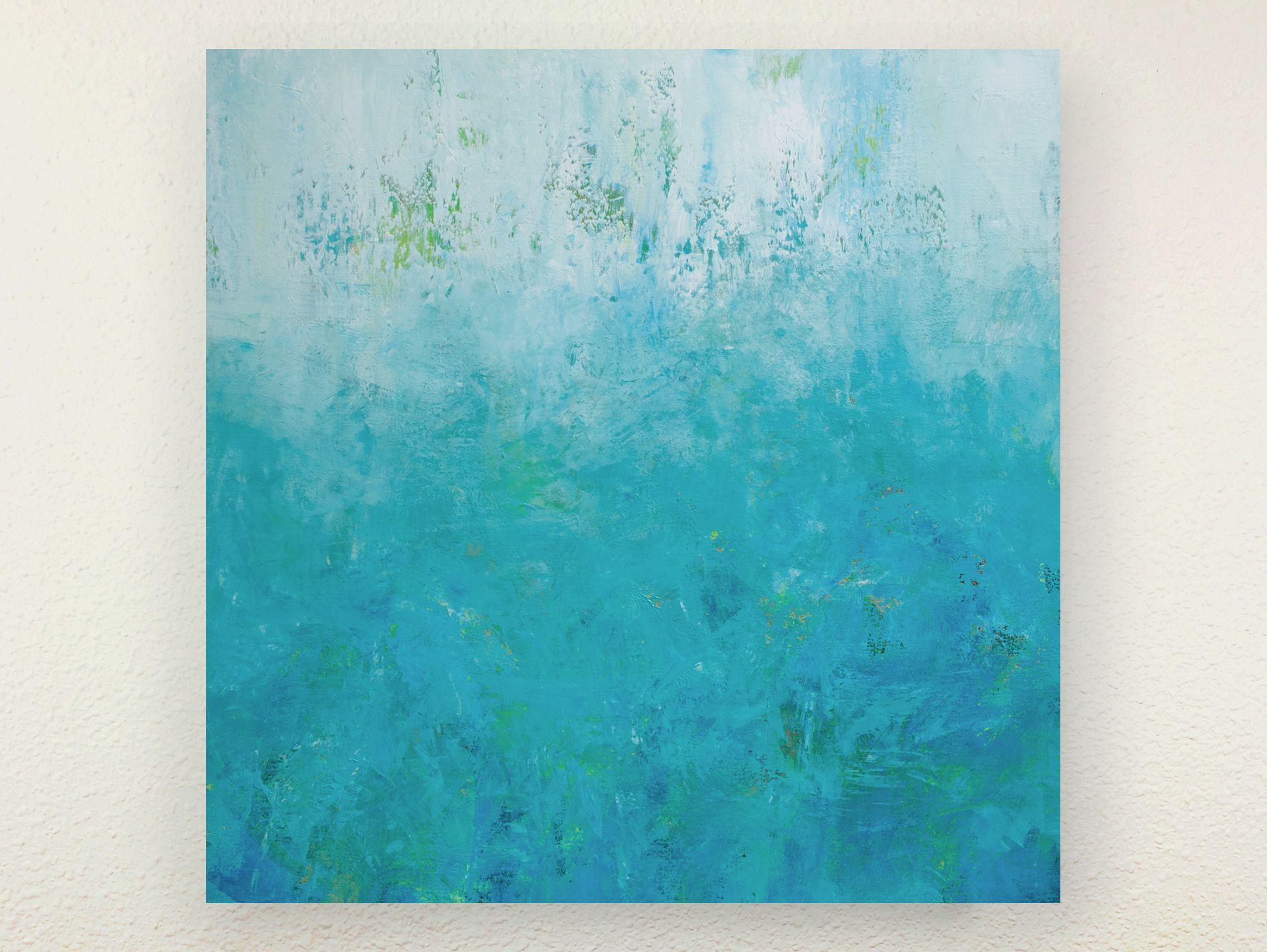 Aqua Seas 210719, Painting, Acrylic on Canvas - Blue Abstract Painting by Don Bishop