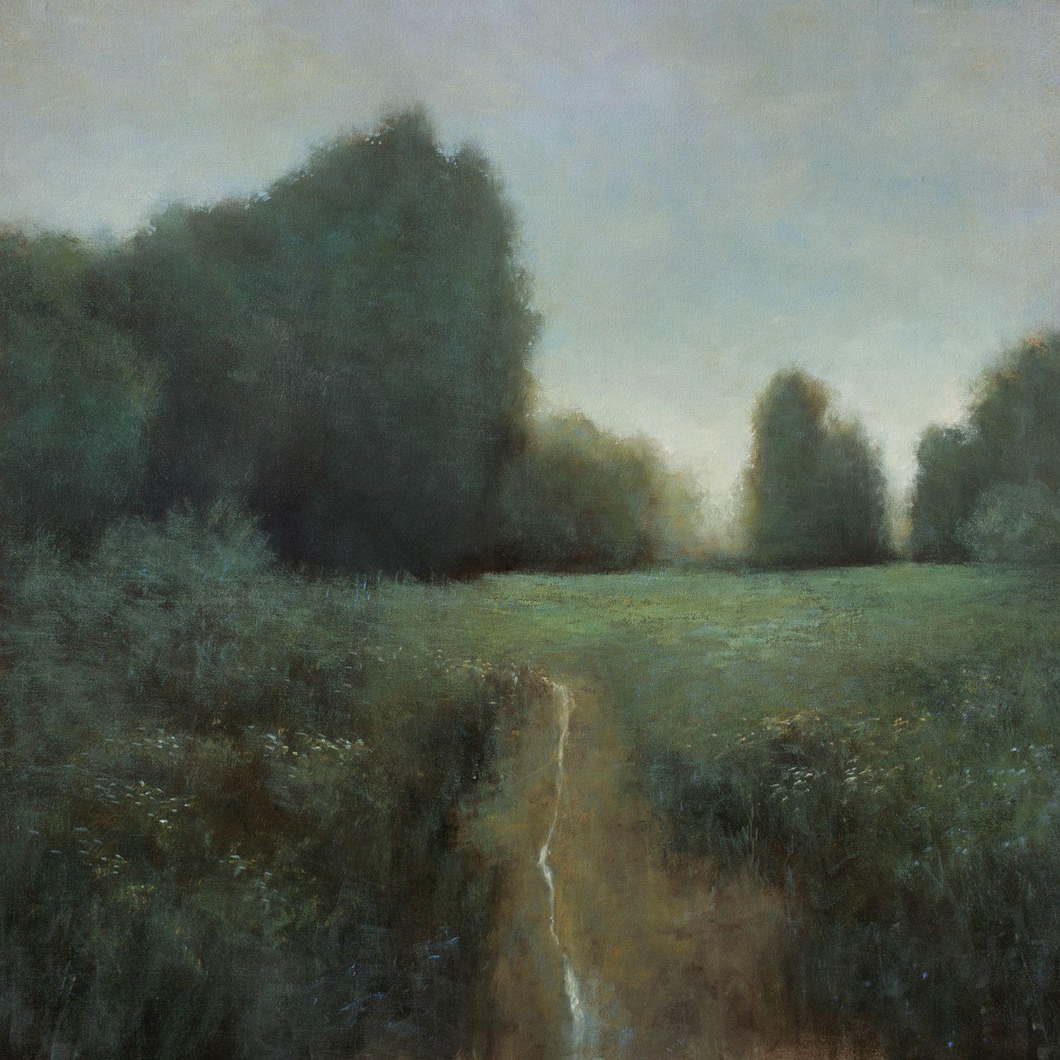 Peinture « Distant Meadow 220201 », huile sur toile - Painting de Don Bishop