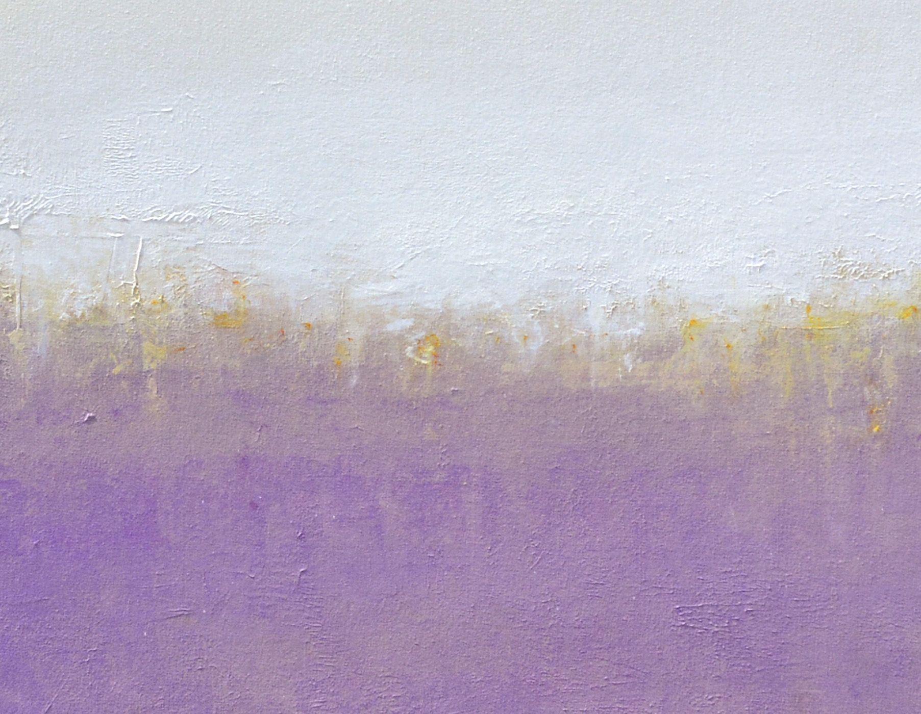 Lavender Soft Light  Minimalist abstract acrylic painting.    Acrylics on canvas, 40x40 inches  SHIPS ROLLED ON A TUBE, large scale painting.    Lavender Soft Light is a minimalist abstract landscape painting created with palette knives and non
