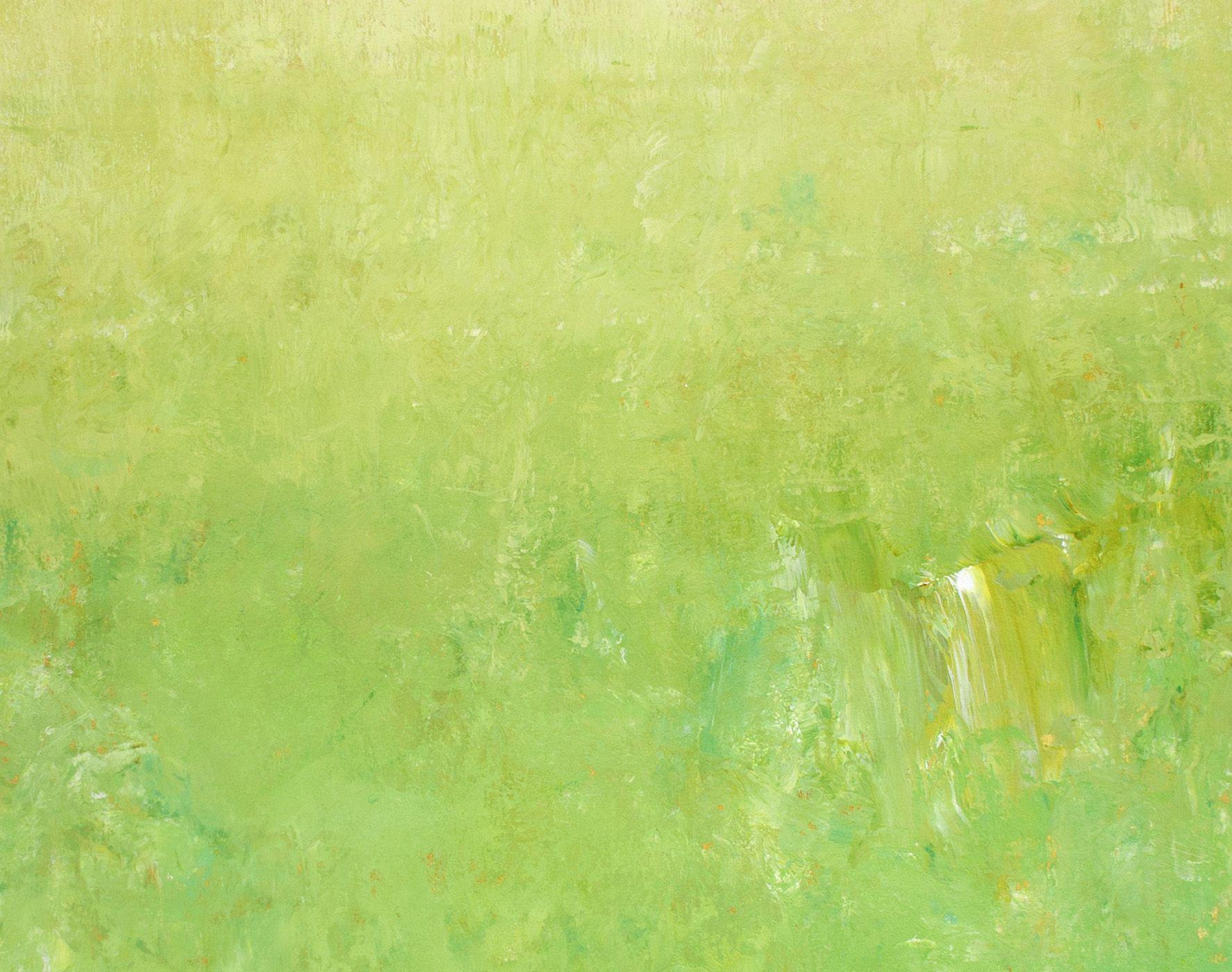 Original landscape painting, green color field painting.  bright colors modern original wall art by Don Bishop.    Morning Green, Acrylics vertical 34x60 inches  Acrylics on canvas  Large sized: SHIPS ROLLED IN A TUBE    Morning Green is a bright