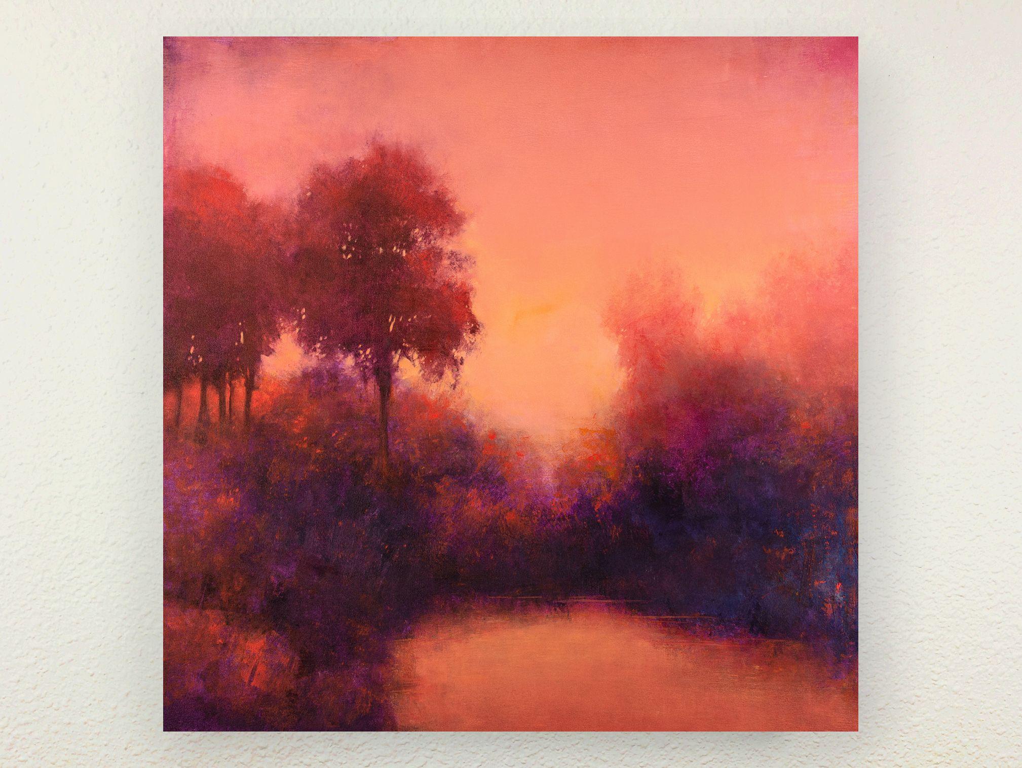 Coucher de soleil rose 221009, peinture, acrylique sur toile - Impressionnisme Painting par Don Bishop