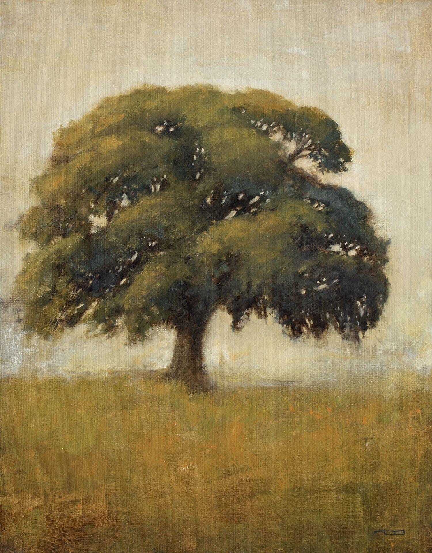 Spring Oak Tree 220312 is a contemporary tonal landscape painting with nice light and atmosphere. This painting is part of my Tonal Landscapes series which are landscapes with a focus on soft light. These are paintings of calm places.  These works