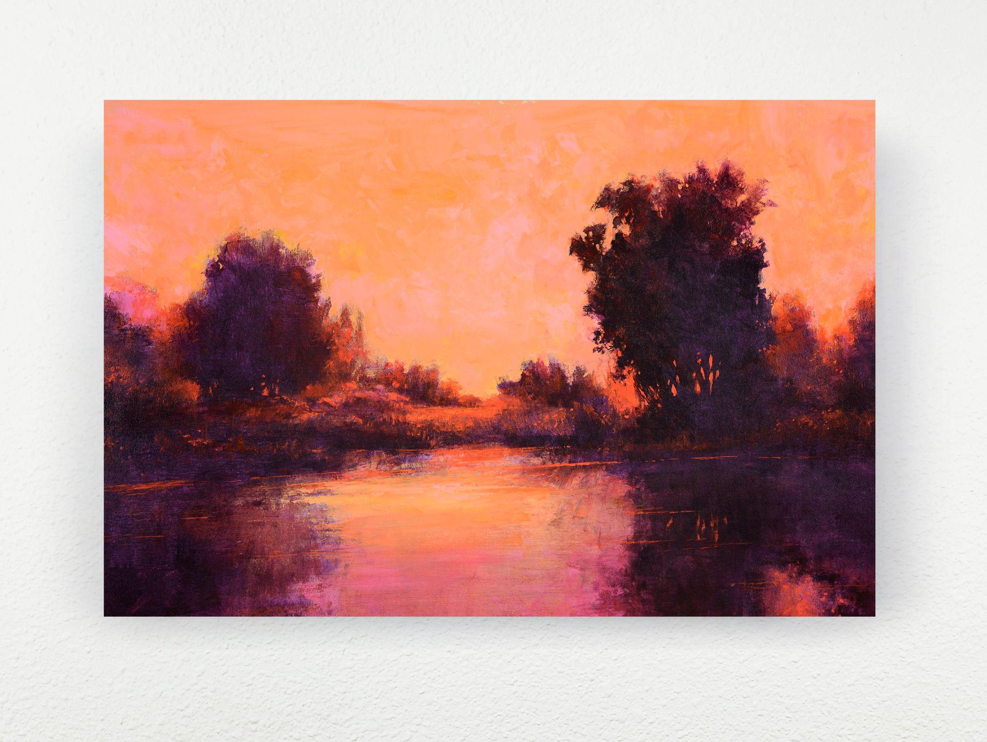 Sunset Reflections 221007, Painting, Acrylic on Canvas For Sale 1