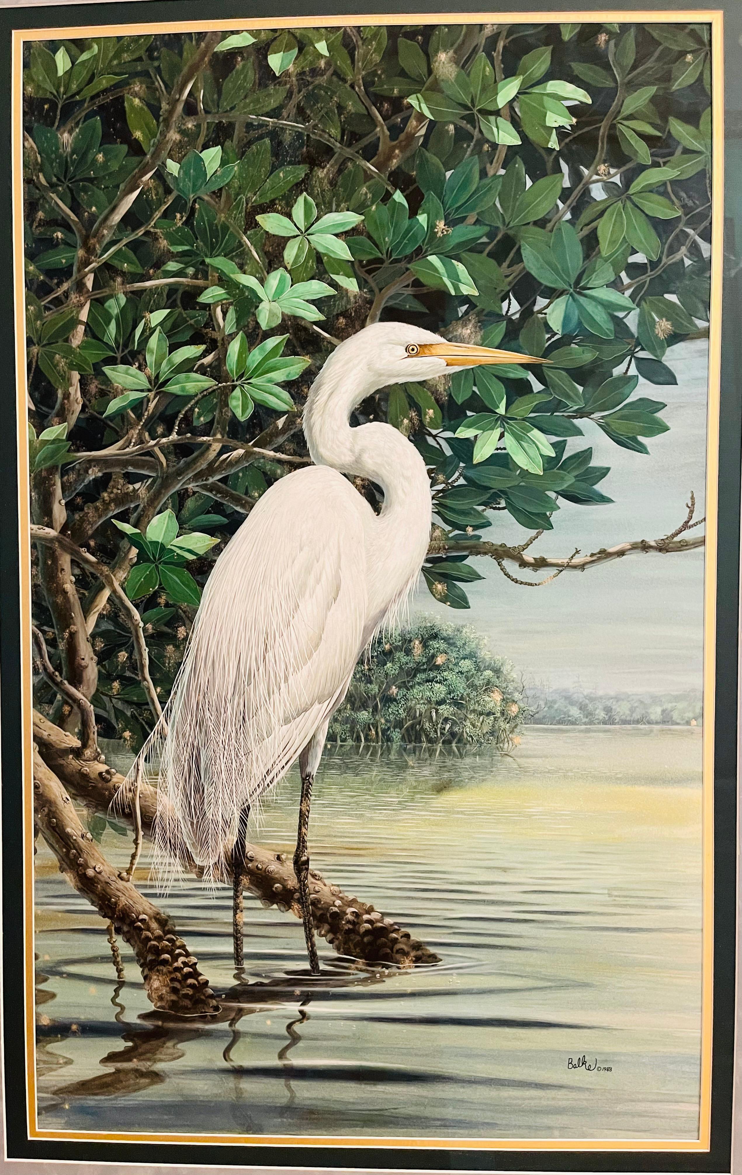 Moderno Don Blake 1980 Pittura di aironi della Florida costiera in vendita