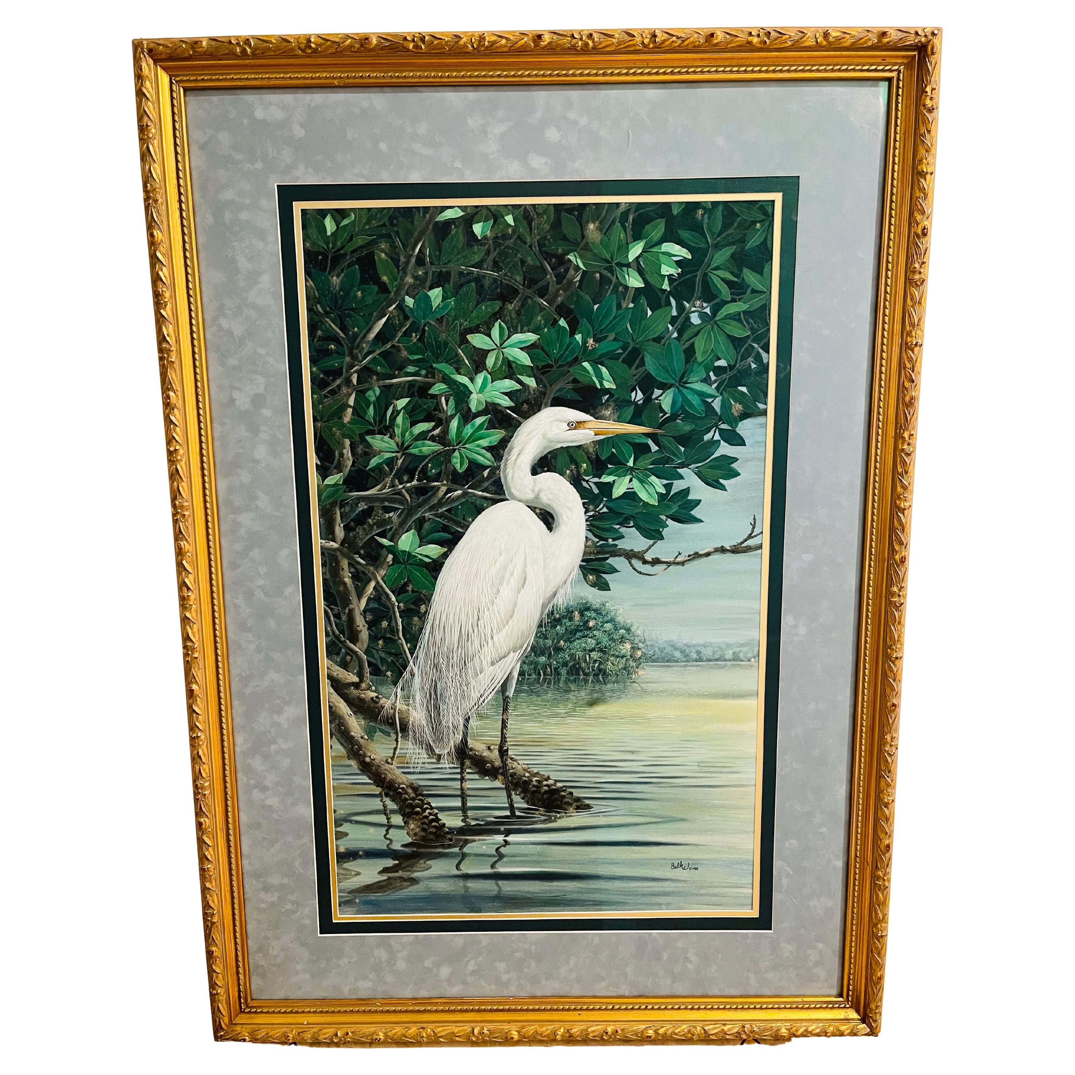 Don Blake 1980 Heron Painting Florida Coastal