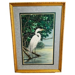Don Blake 1980 Heron Painting Florida Coastal