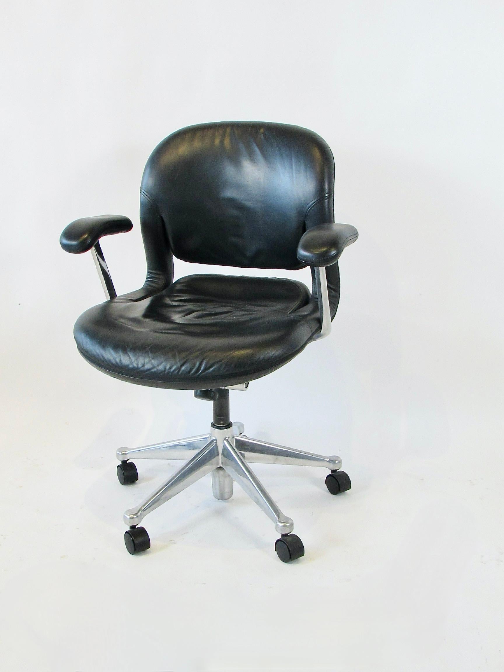 Herman Miller Equa swivel , tilt , height adjustable office / desk / task chair . Designed by Bill Stumpf and Don Chadwick who famously 10 years later collaborated on the creation of the Aeron Chair . Not sure if this is black or very dark slate