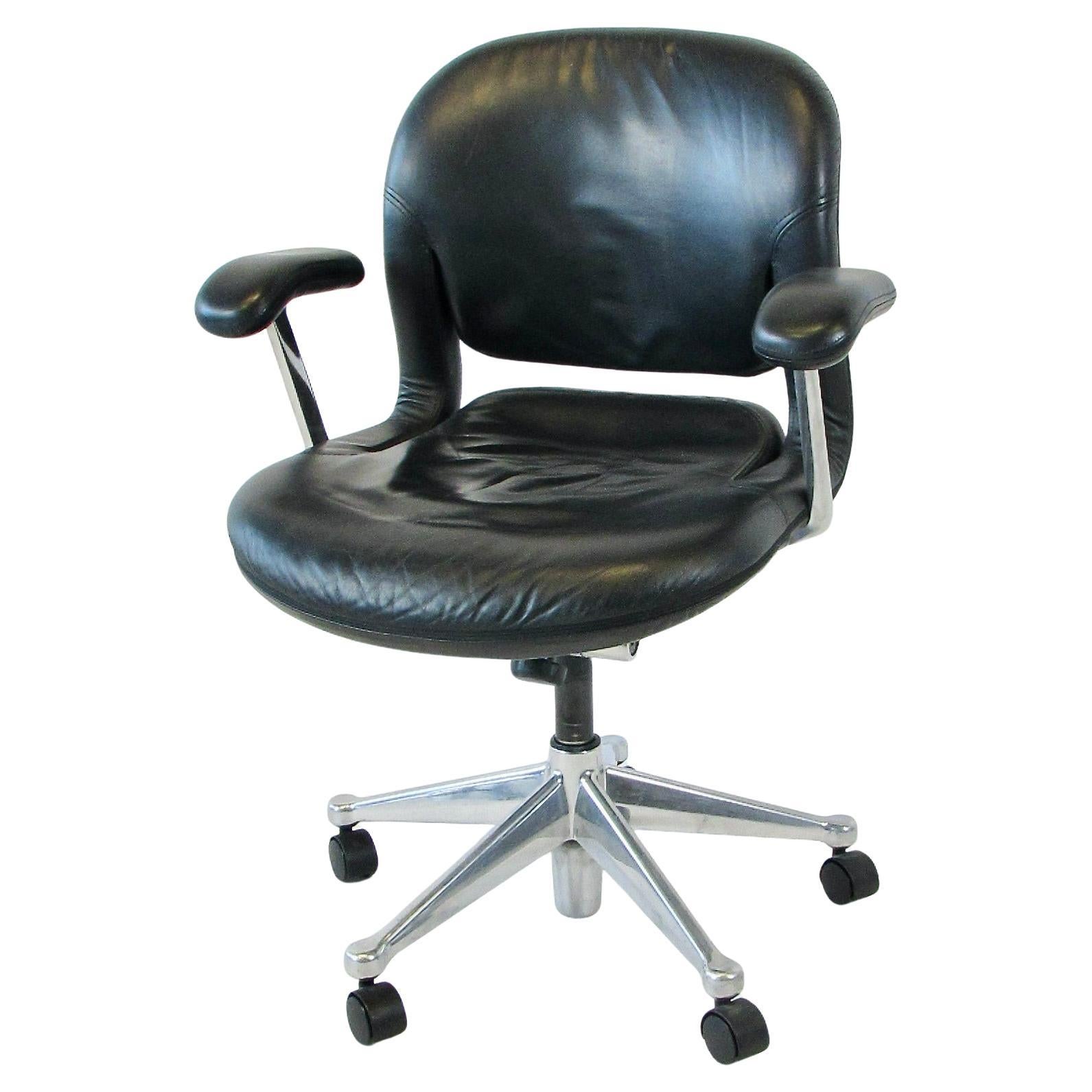 Don Chadwick Bill Stumpf Herman Miller black leather Equa chair For Sale