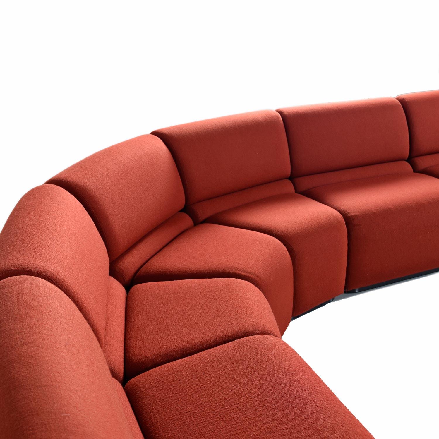 Mid-Century Modern Don Chadwick Style Modular Curved Wedge Tweed Sectional Sofa by Jack Cartwright