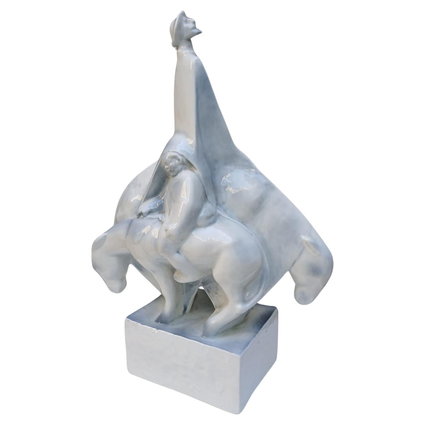 Don Chisciotte e Sancho Panza di Zoltán Olcsai-Kiss - Zsolnay, Ungheria 1930/50