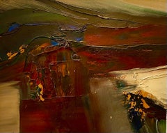 1974 California Bay Area Abstract Expressionist Bold Oil Painting Don Clausen