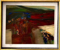 1974 California Bay Area Espressionista astratto in grassetto Pittura ad olio Don Clausen