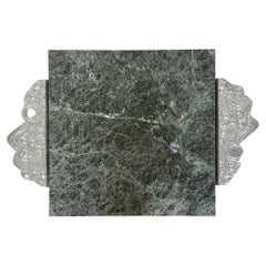 Bandeja de mármol verde y aluminio Don Drumm Bandeja o tabla de embutidos