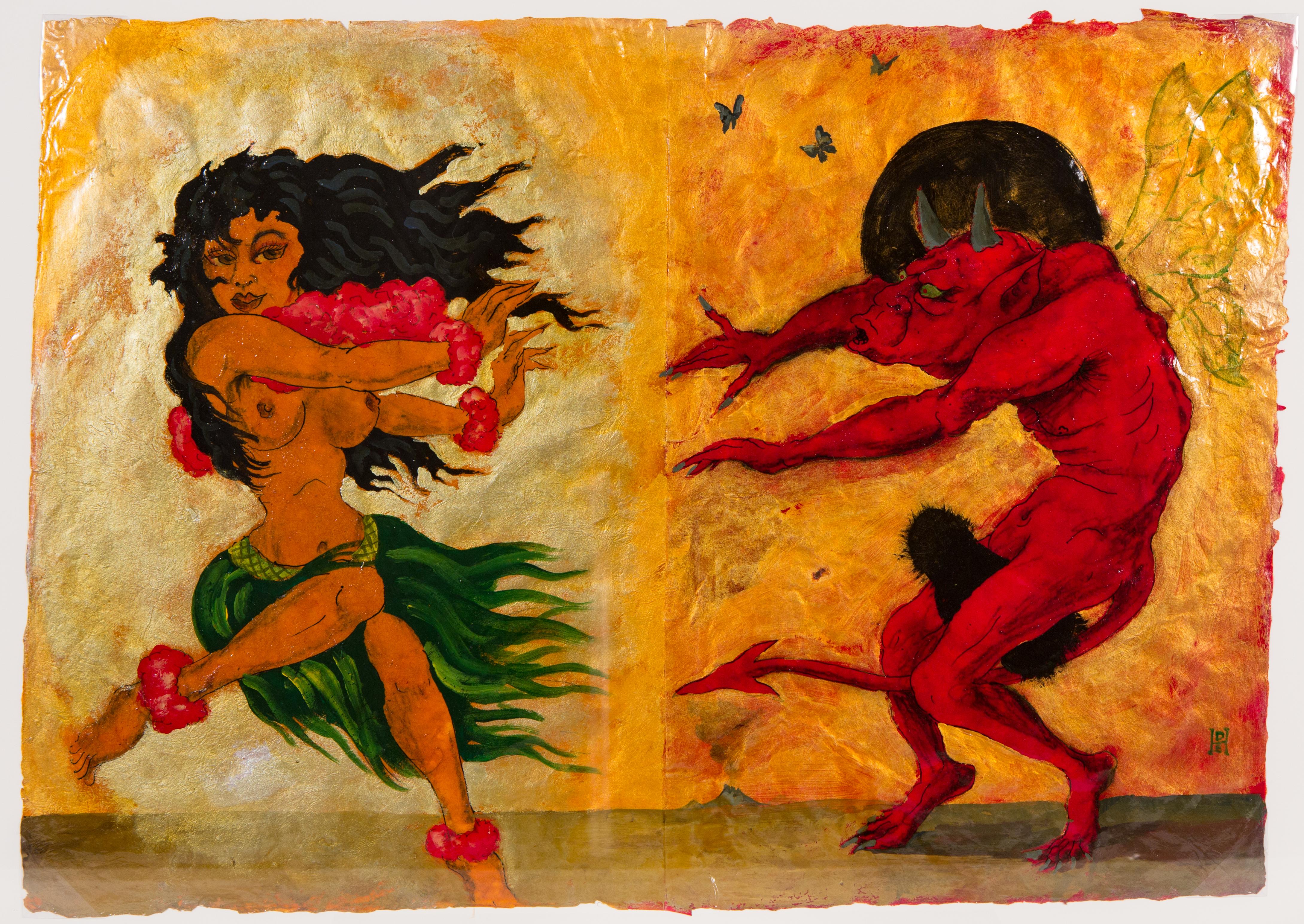 Don Ed Hardy Nude Painting - Hula Devil