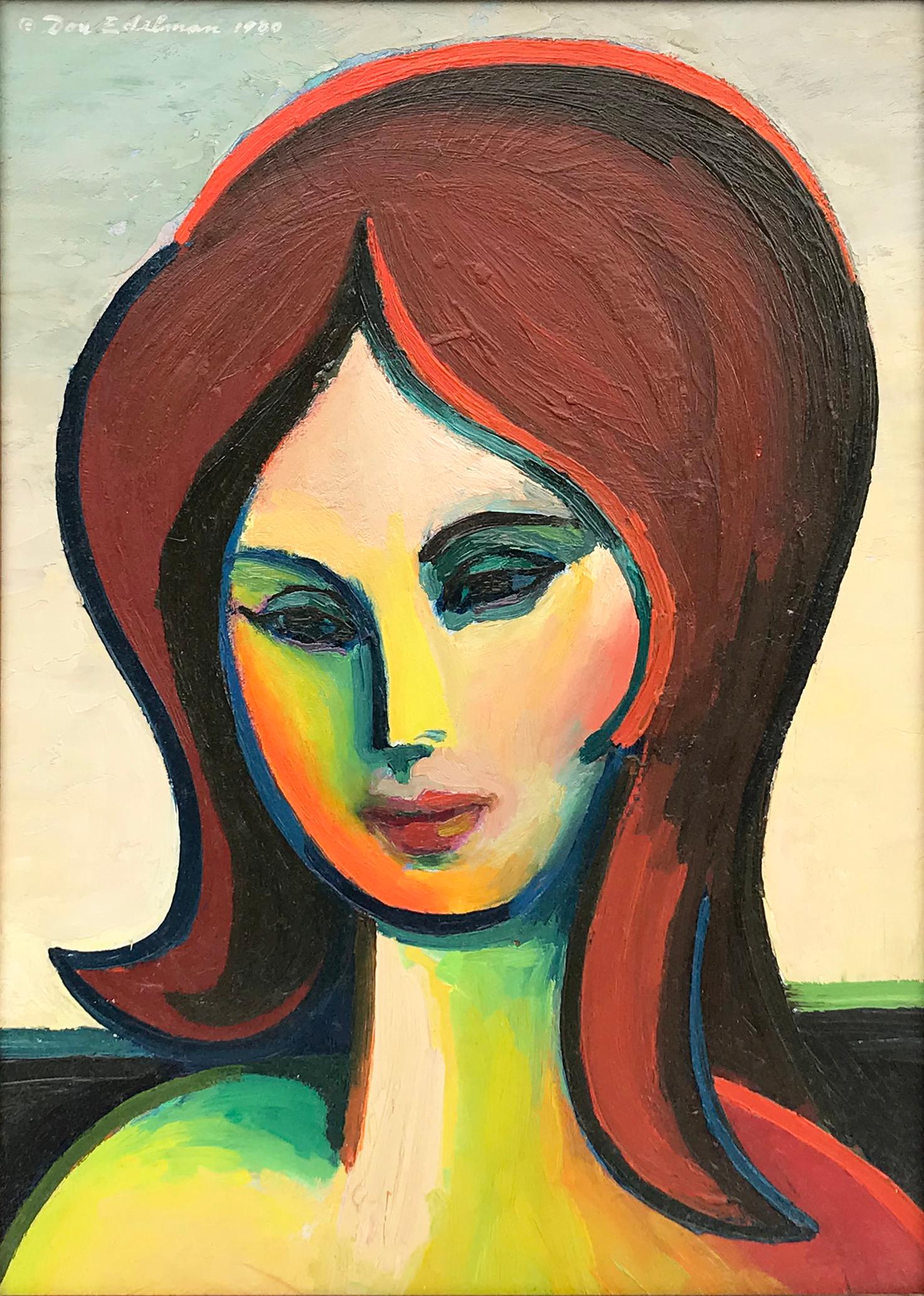Untitled Portrait of a Woman - Painting by Don Edelman