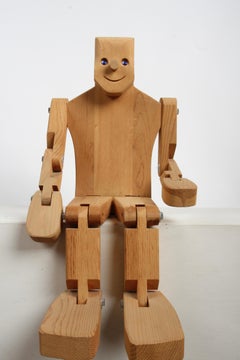 Don Ellefson 28" Tall POP ART Articulated Wood "Robot" Sculpture, Circa 1980