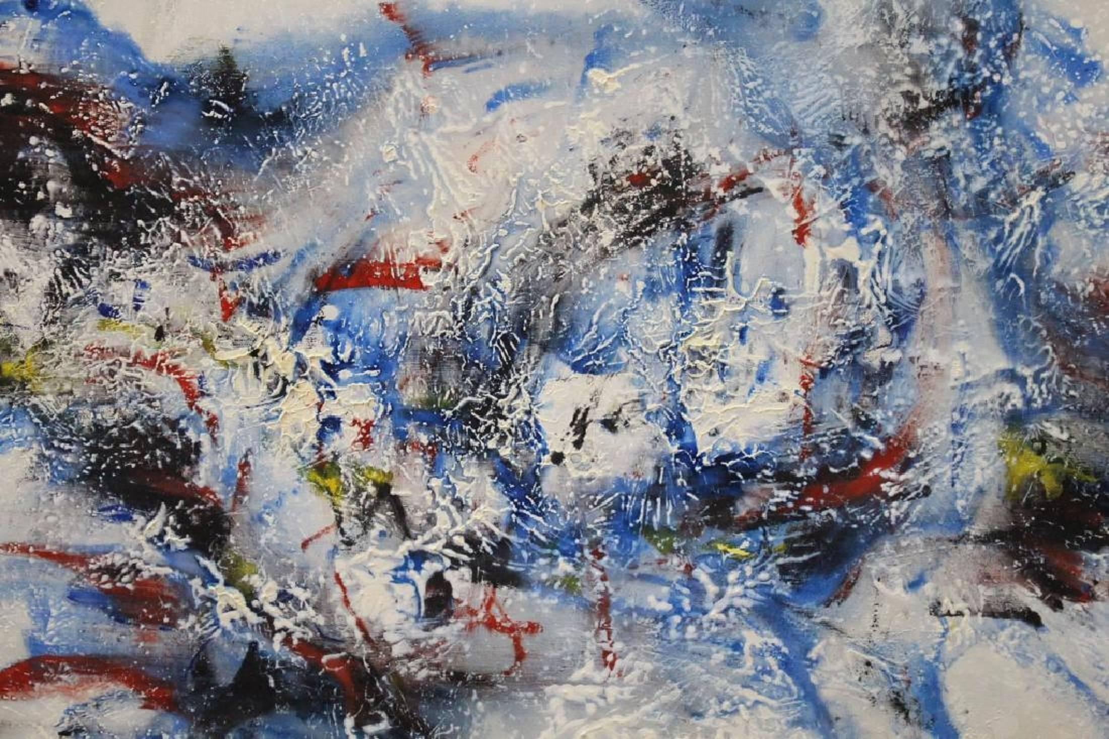 Abstract Expressionist Untitled Composition - Gray Abstract Painting by Don Fink