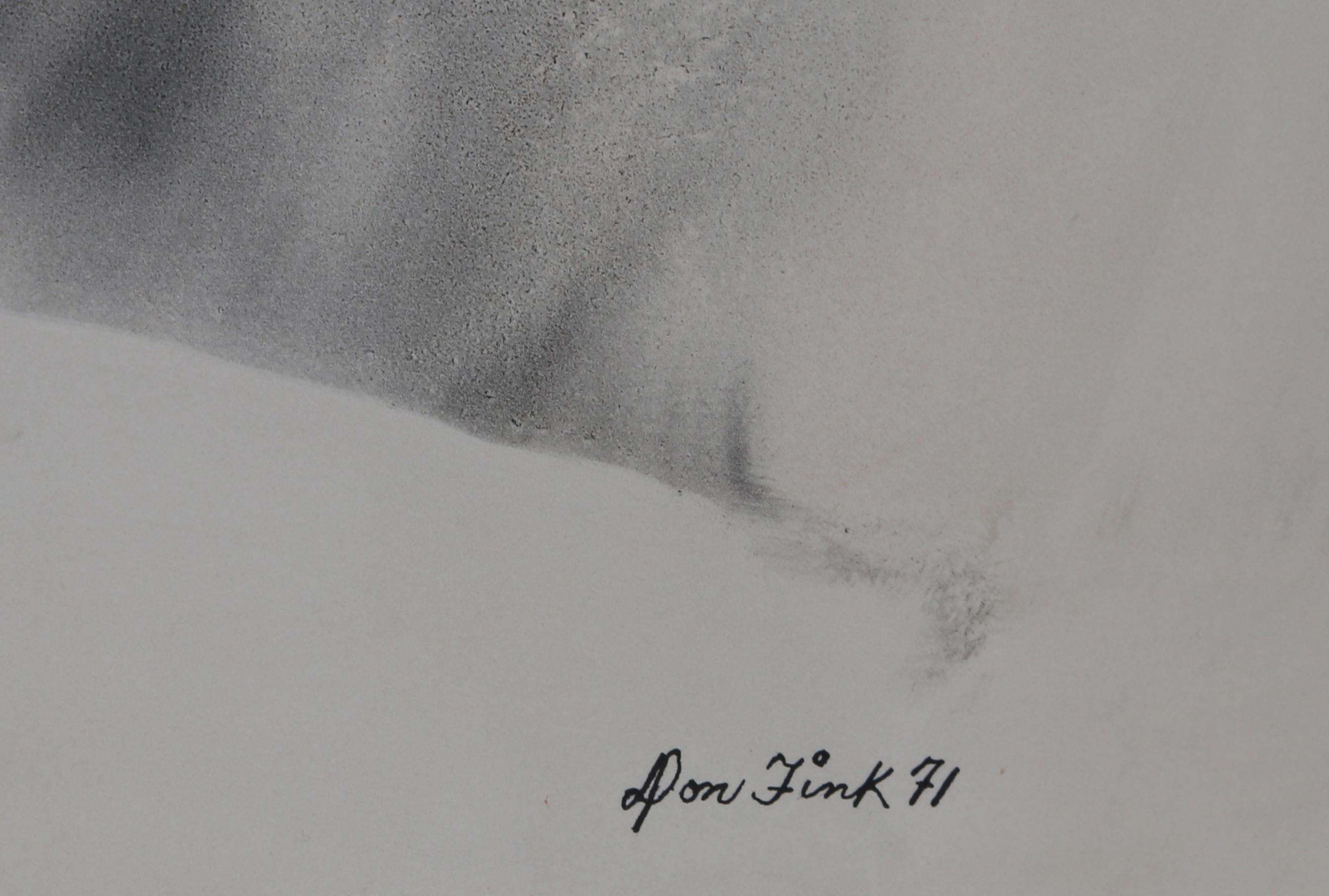 Acquerello espressionista astratto blu e arancione, 1971, Don Fink in vendita 1