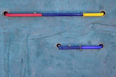 Blaues abstraktes Neongemälde ohne Titel ""Untitled