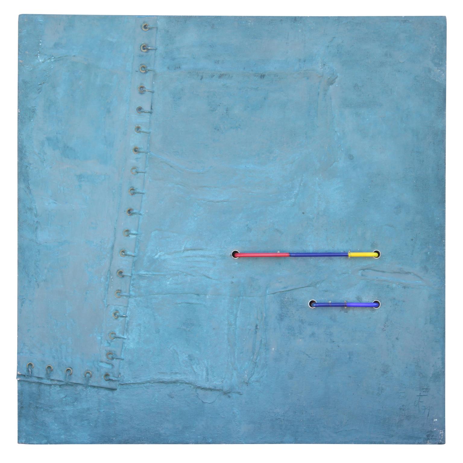 Abstract Painting di Don Foster - "Senza titolo" Pittura astratta blu al neon