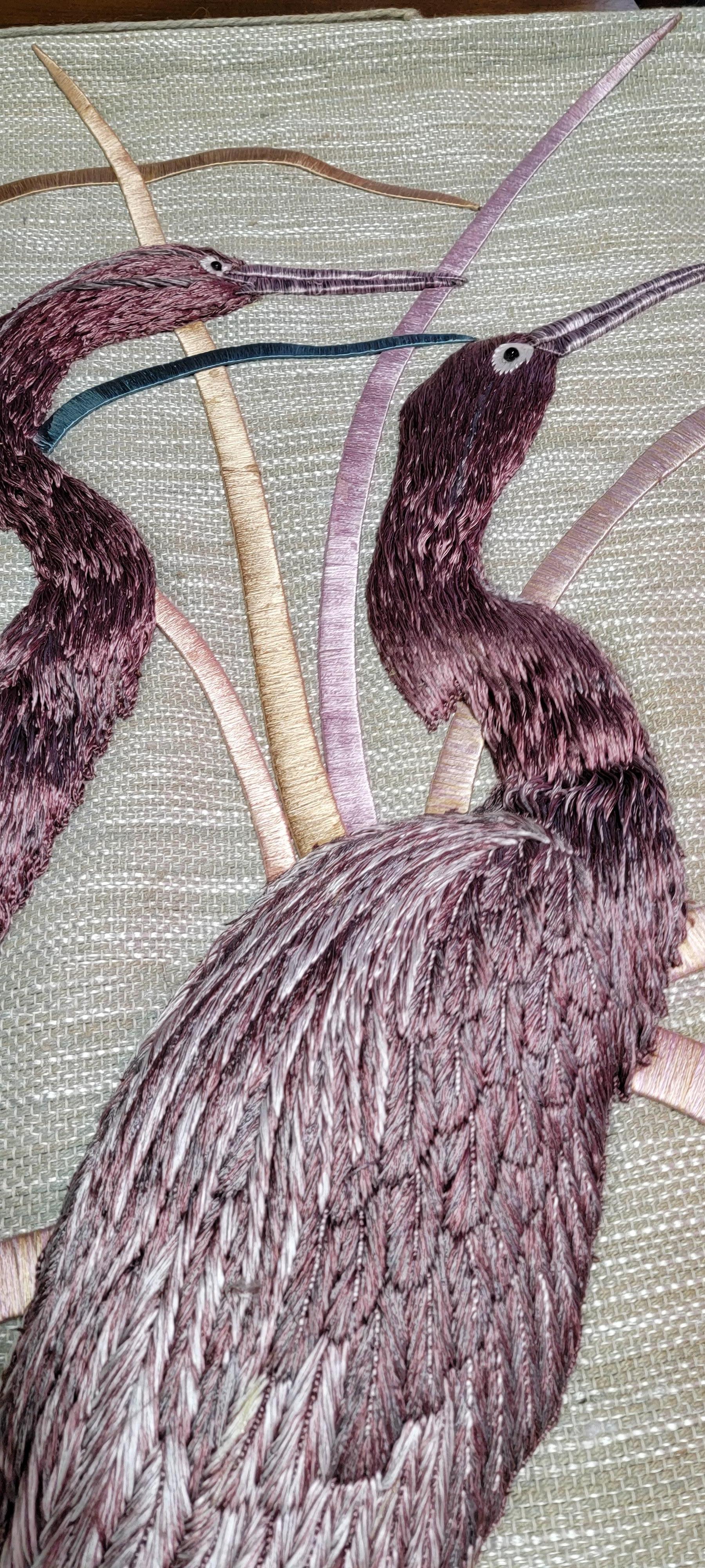 Don Freedman Woven Textile Wall Art Heron's In Good Condition In Fulton, CA