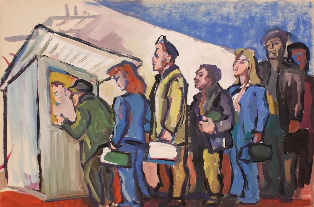 "Giorno di paga" Scena americana Realismo sociale Epoca WPA Metà del XX secolo Lavoratori moderni