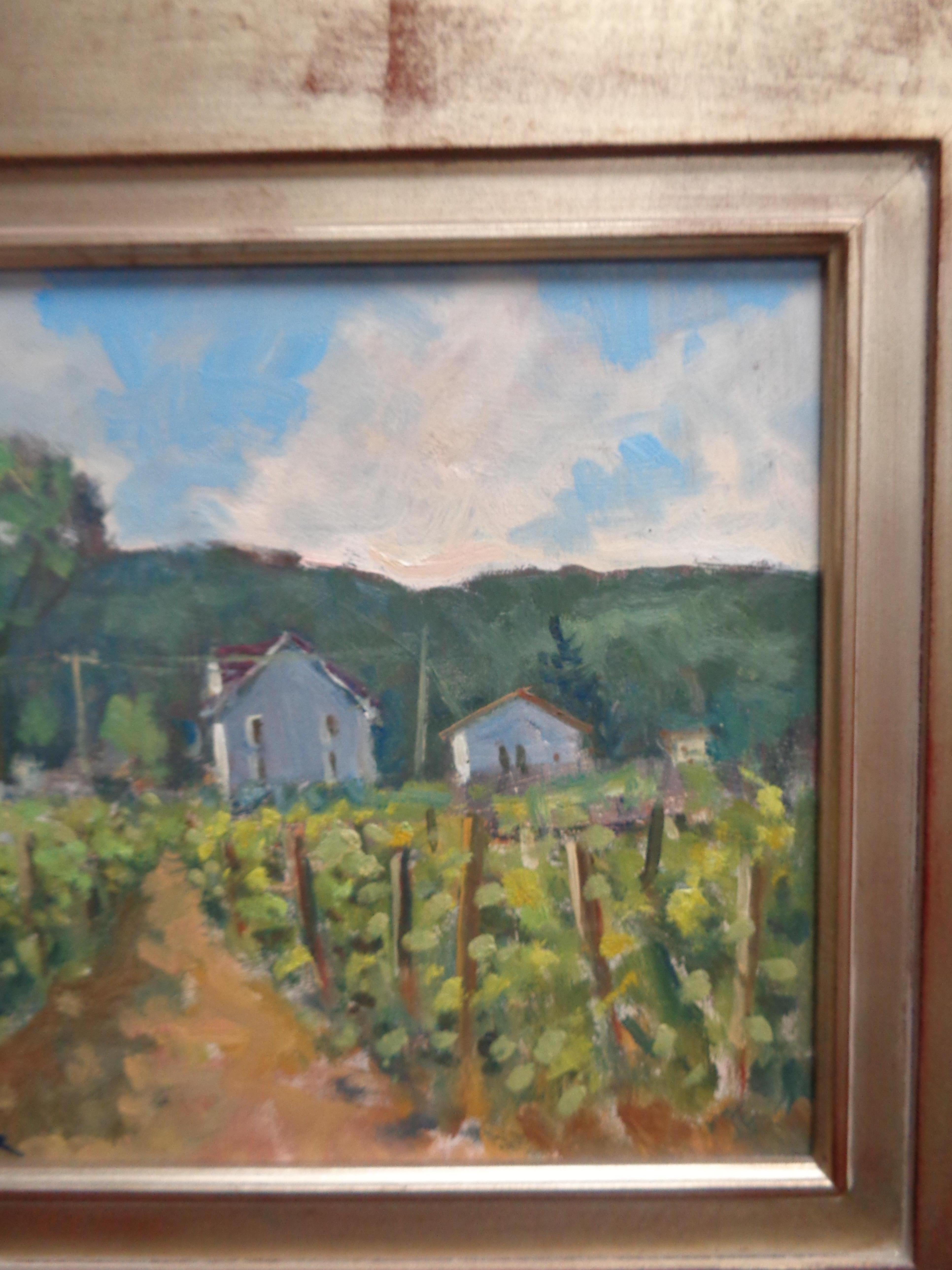 Artista estadounidense Don Grieger Bodega Paisaje Pintura al óleo Club Salmagundi - Landscape Painting Gris de Don Griegar