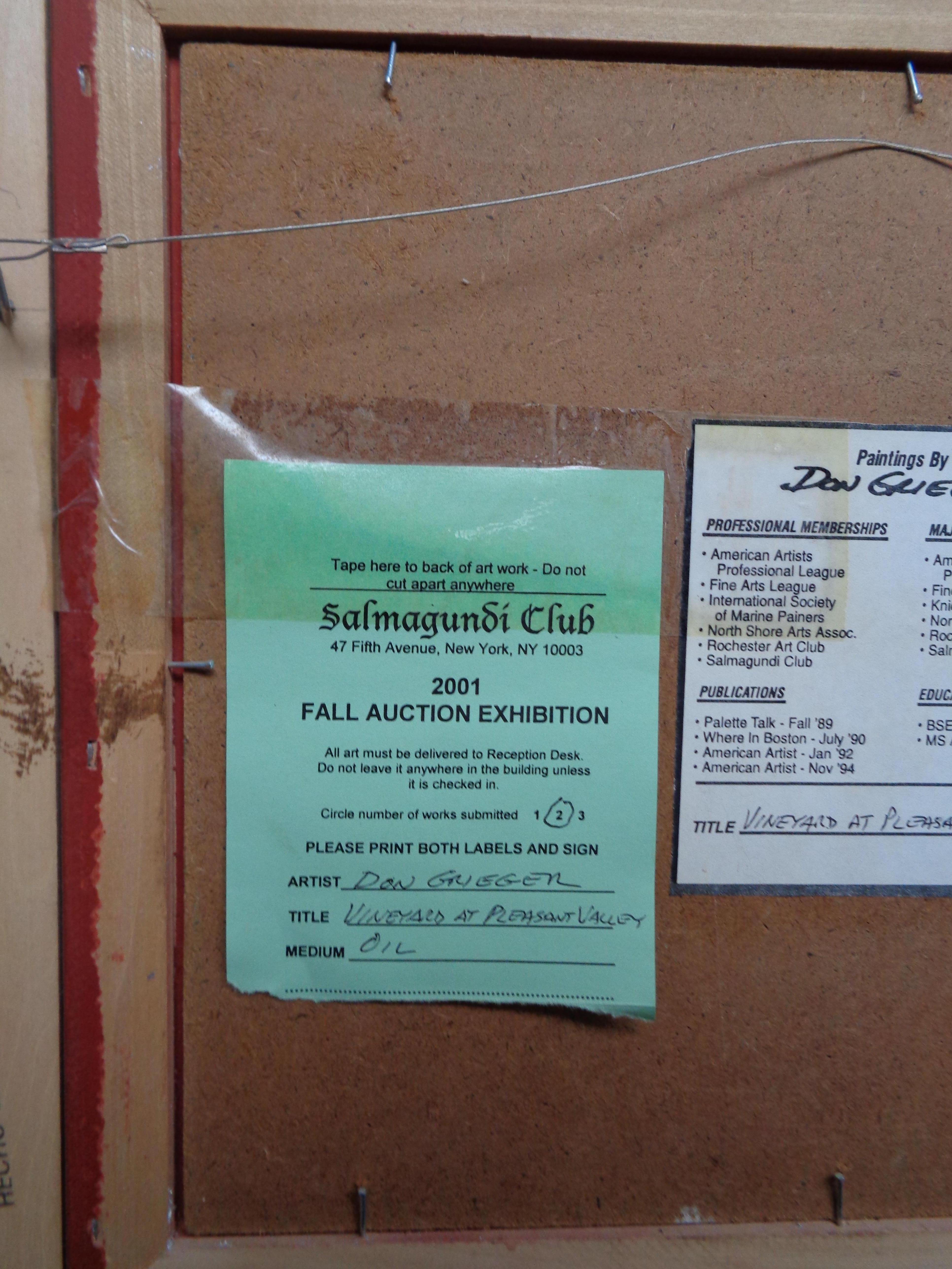 Artista estadounidense Don Grieger Bodega Paisaje Pintura al óleo Club Salmagundi en venta 1