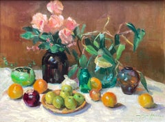 Nature morte florale par Don Hatfield - Nature morte aux fleurs et aux fruits - Impressionnisme