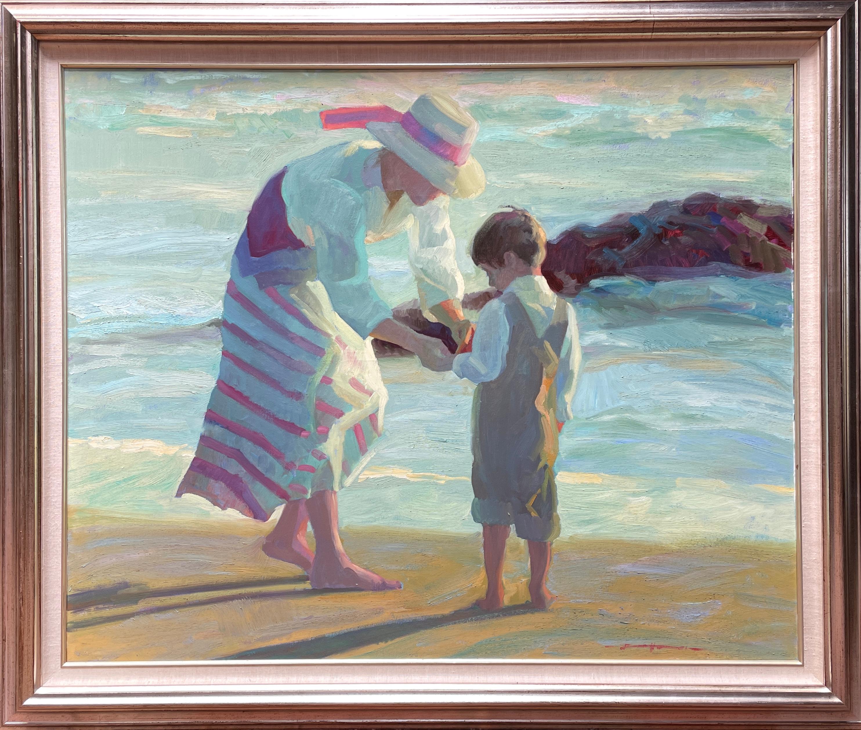 Madre e hijo en la playa