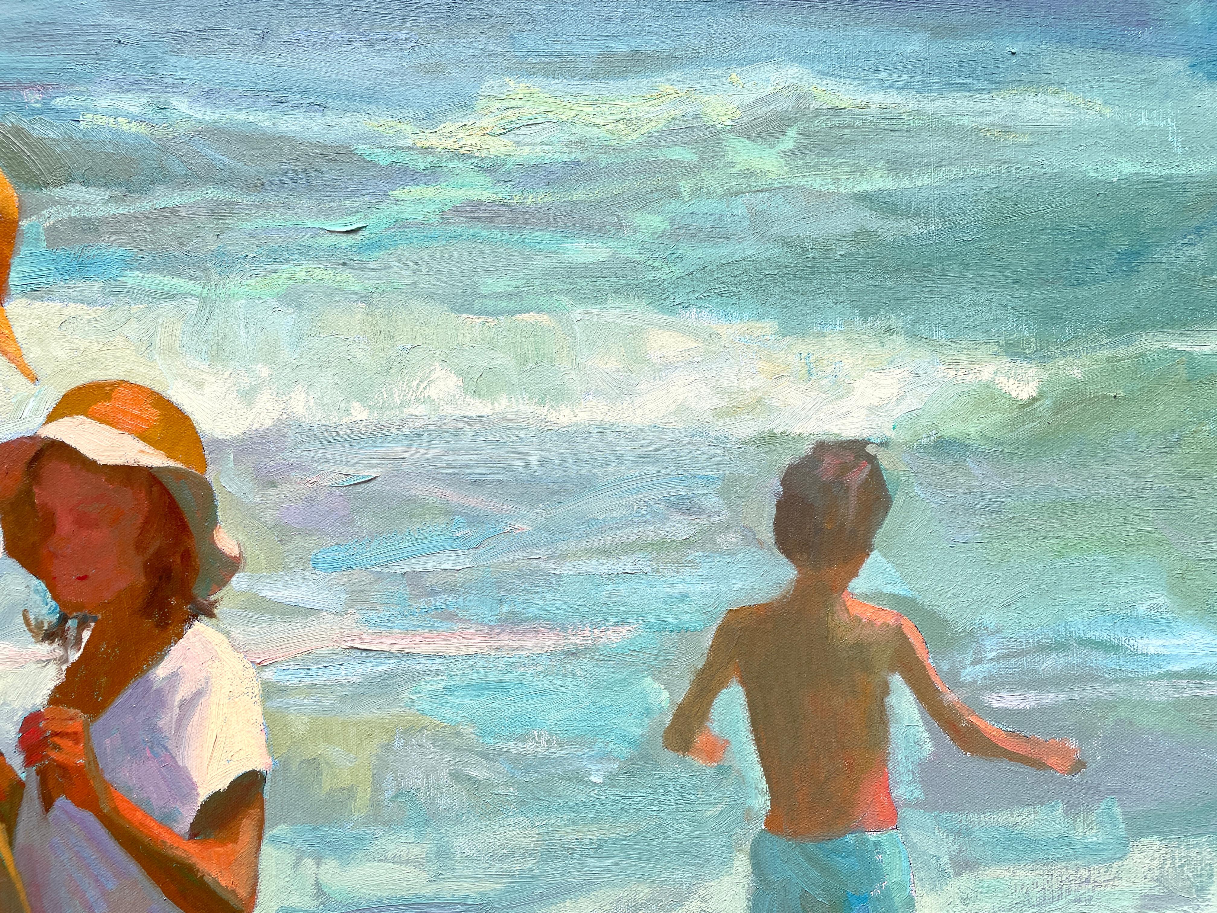 Madres y niños en la playa