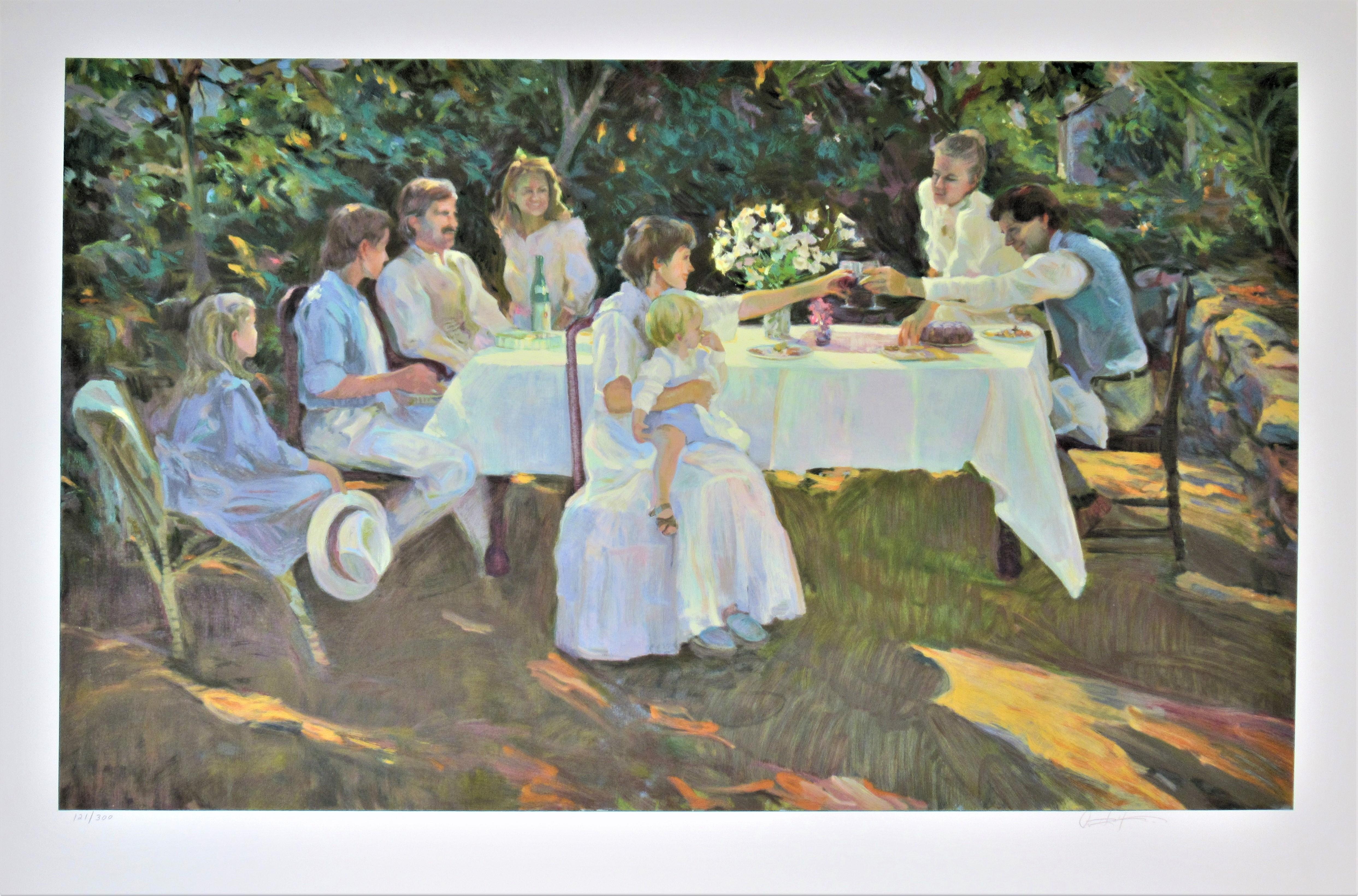 Don Hatfield Figurative Print - "Family Reunion" Large original color serigraph