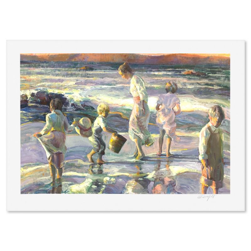 "Frolicking at the Seashore" is a limited edition printer's proof on paper by Don Hatfield, numbered and hand signed by the artist. Includes Letter of Authenticity. Measures approx. 29.5" x 41" (border), 24" x 36" (image).