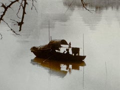 Don Hong Oai - "Barca da pesca sul fiume" - Fotografia firmata