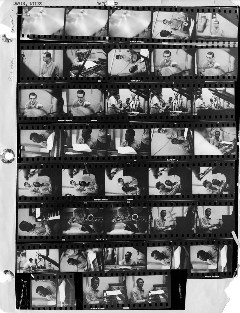 Miles Davis, feuille de contact des sessions de Kind of Blue, 1959 par Don Hunstein