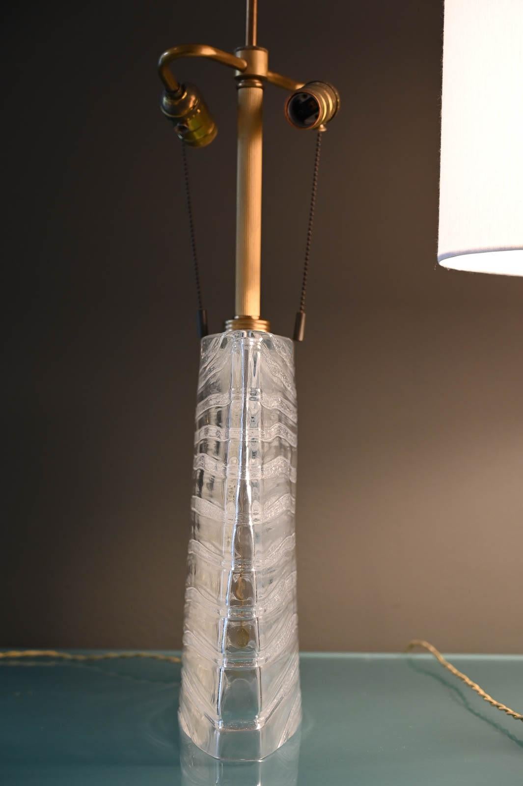 John Hutton for Donghia Murano Glass Lamps in Clear Glass and Brass 5