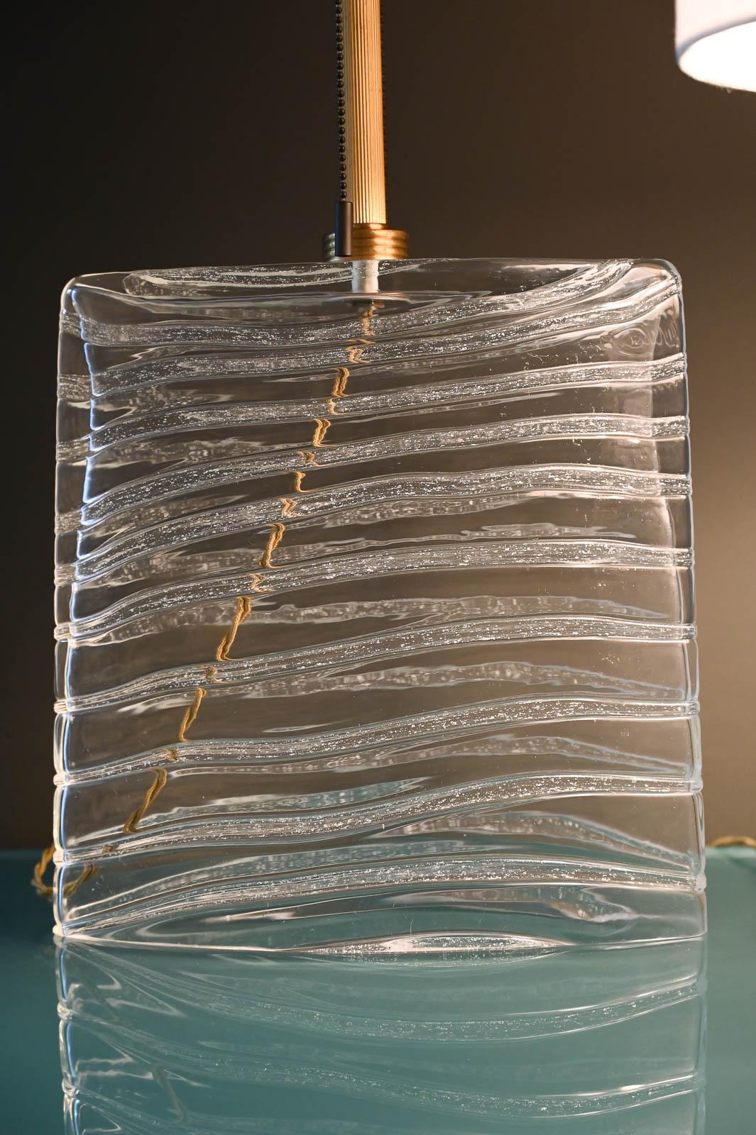 Blown Glass John Hutton for Donghia Murano Glass Lamps in Clear Glass and Brass