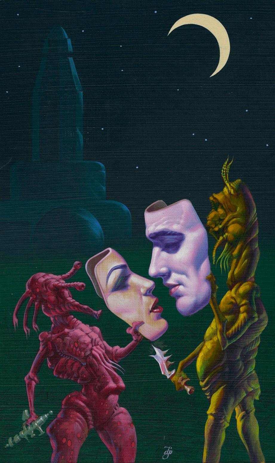 Alienen mit menschlichen Masken – Painting von Don Ivan Punchatz
