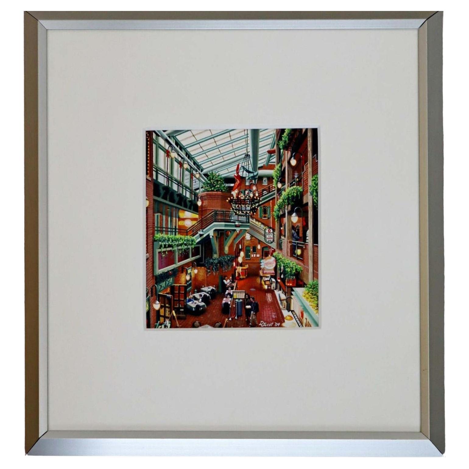 Don Jacot Trapper's Alley Gouache on Board Framed Photo Realistic Painting