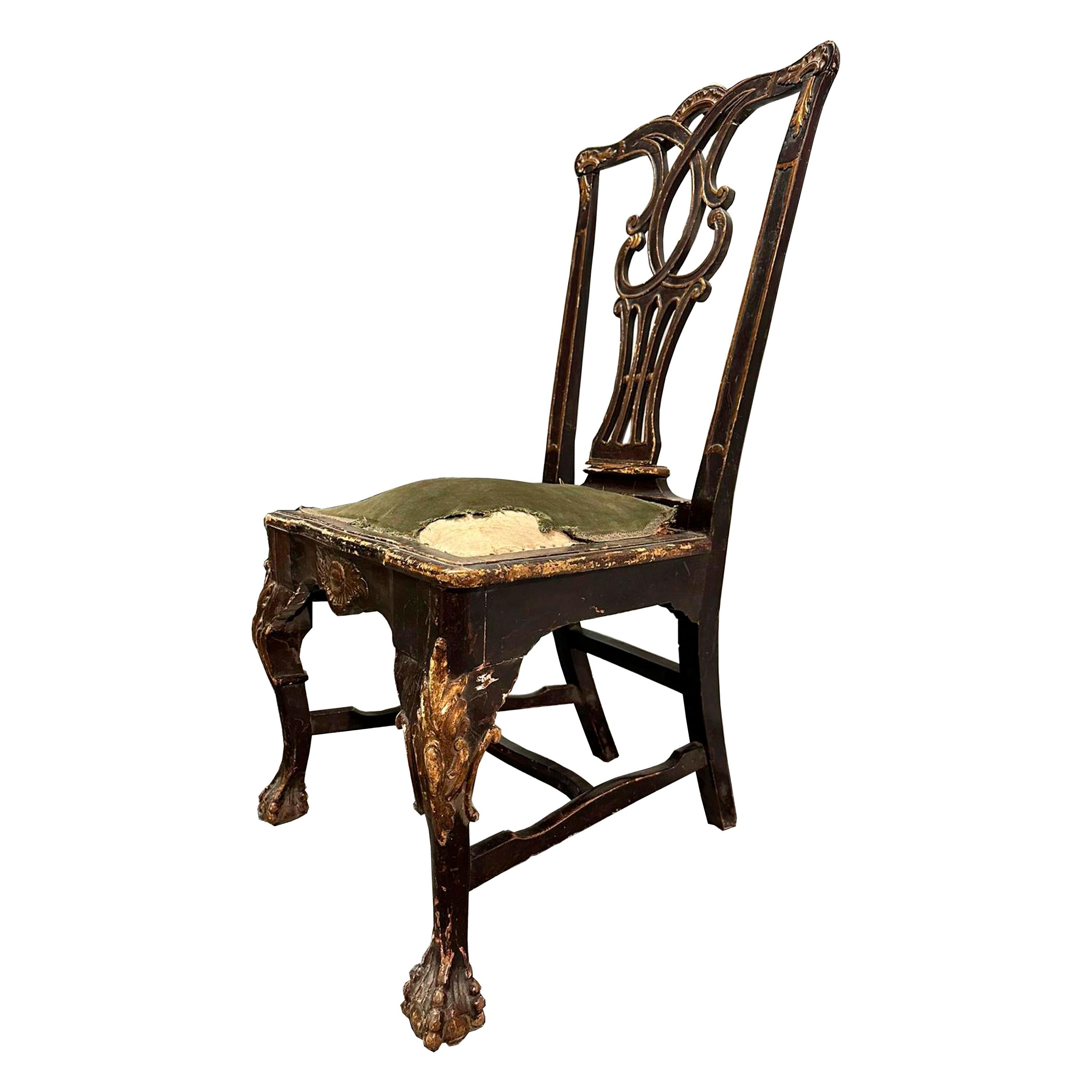 Sculpté à la main Chaise polychrome de style « Don Jose », Portugal, 18e siècle. en vente