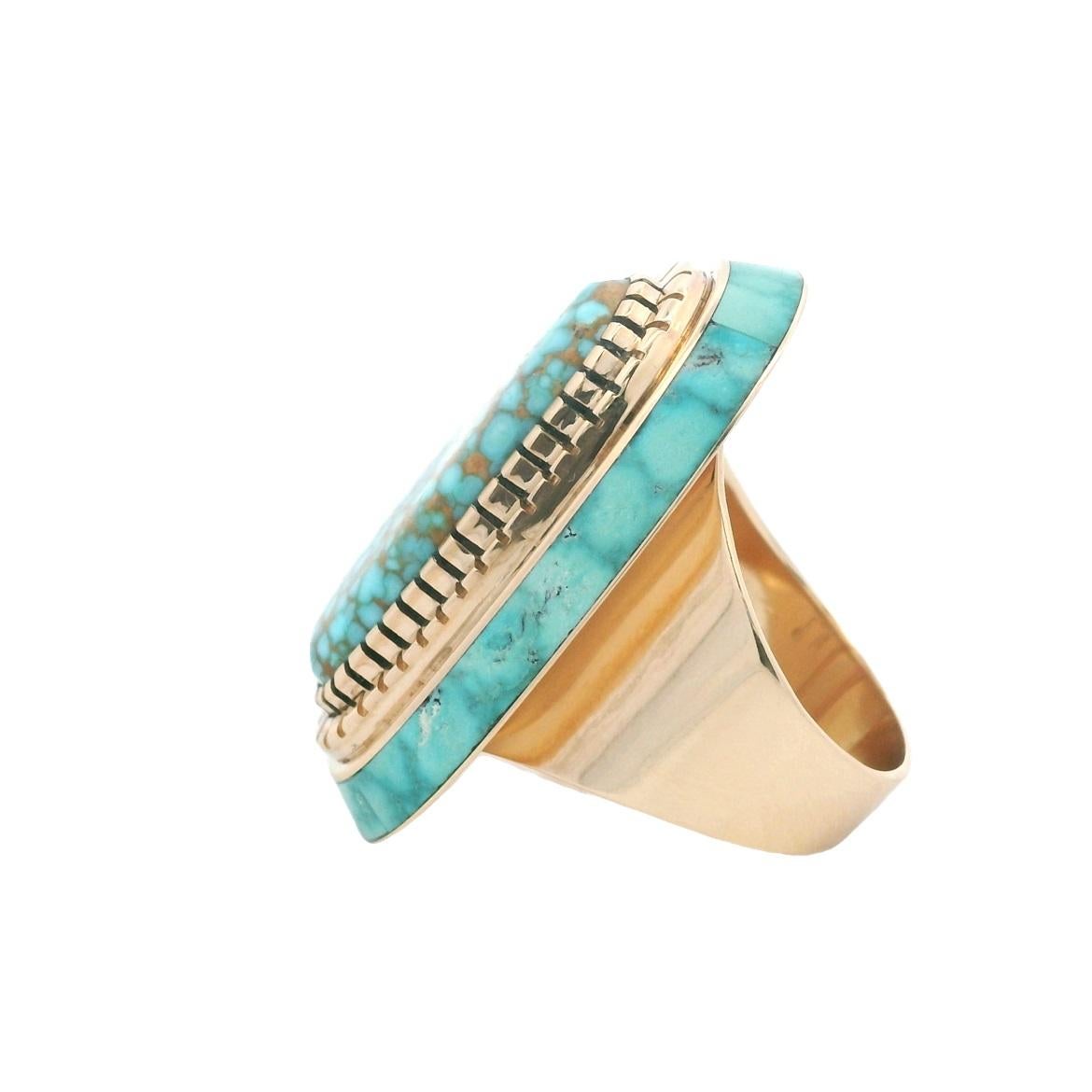Bague Don Juan du Nouveau Mexique en turquoise et or jaune 14k en vente 4